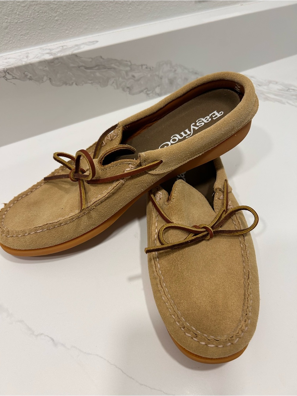 Men’s Tan Suede Slip-On Driving Moccasins - Picture 2 of 5